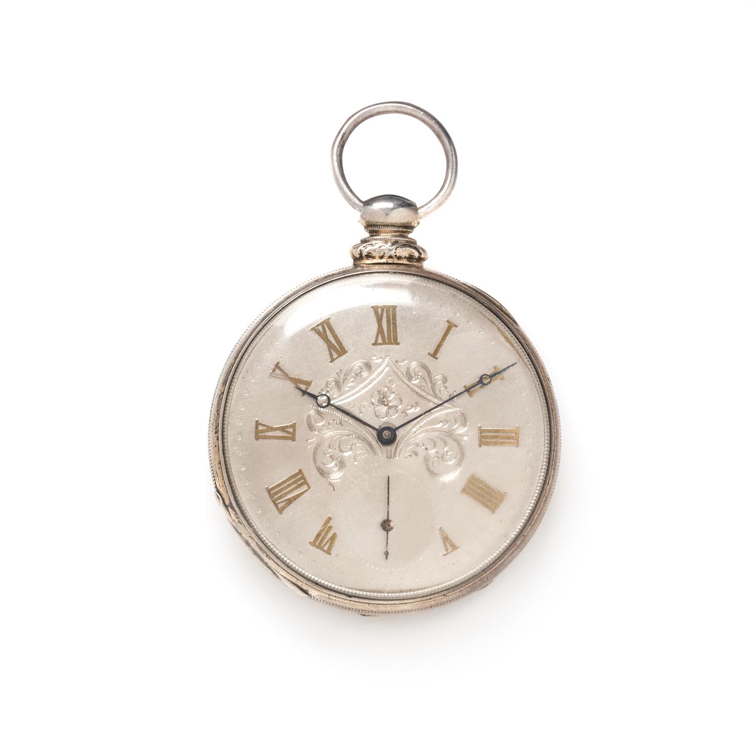 SILVER OPEN FACE POCKET WATCH