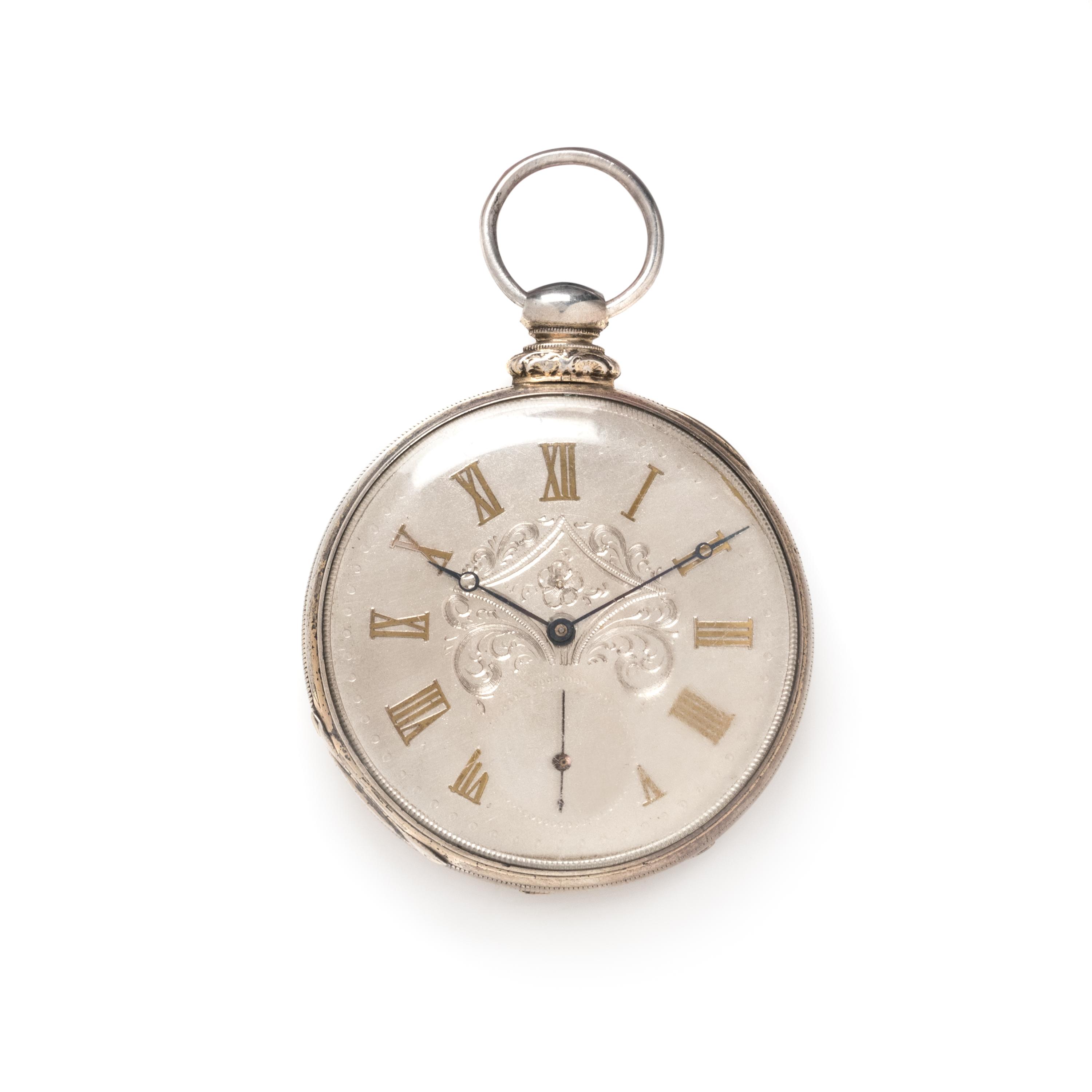 SILVER OPEN FACE POCKET WATCH