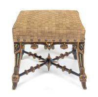 A Russian Painted Stool Height 15 1/2 x width 15 1/2 x depth 16 inches. — 19TH CENTURY