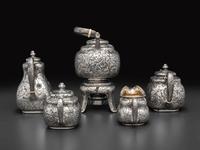 An American Silver Five-Piece Tea and Coffee Service with Matching Tray