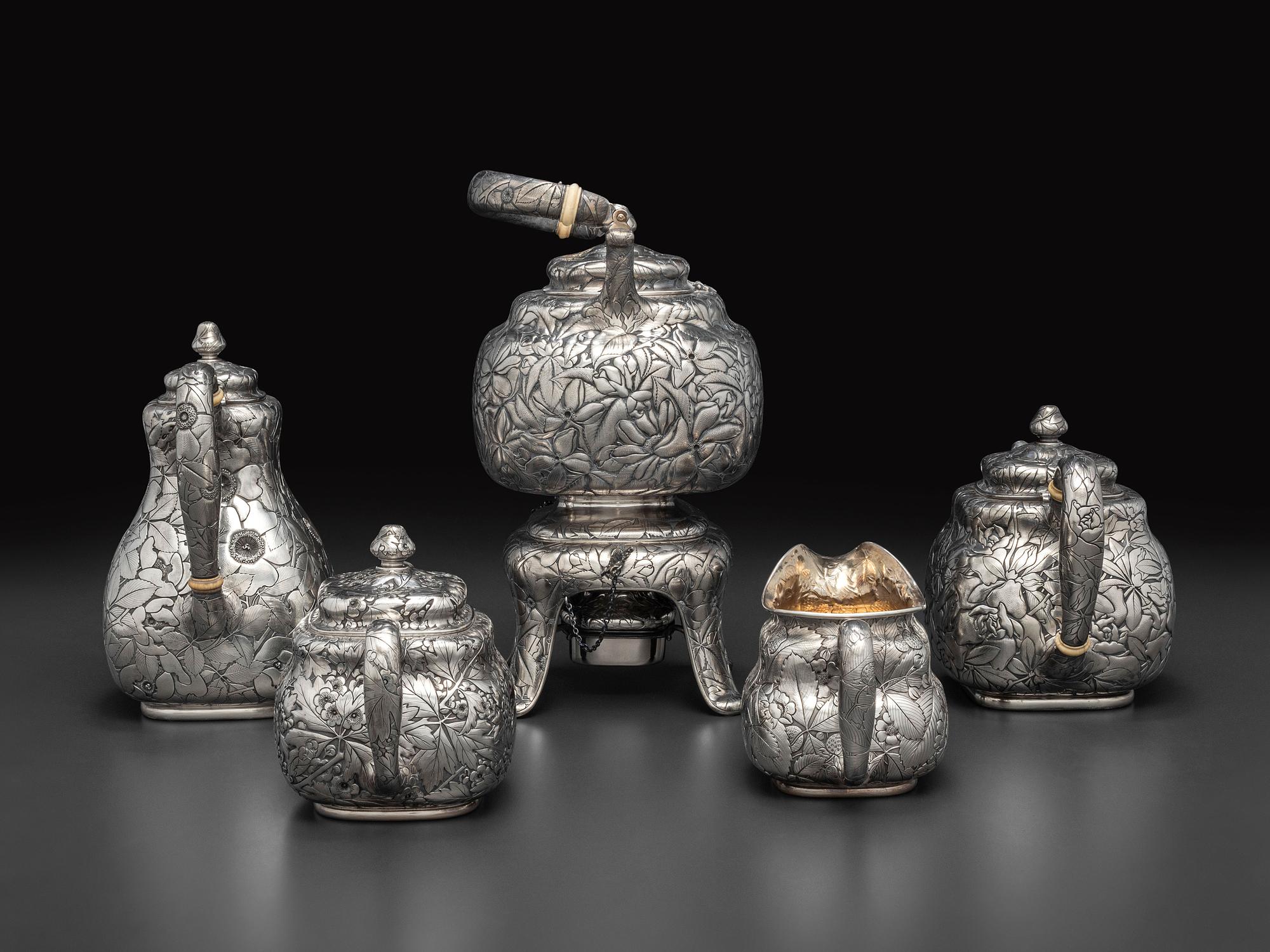 An American Silver Five-Piece Tea and Coffee Service with Matching Tray