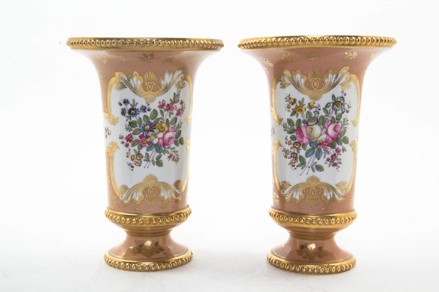 A Pair of English Porcelain Vases, ROCKINGHAM, 19TH CENTURY, Height 9 3/4 inches. — ROCKINGHAM, 19TH CENTURY,