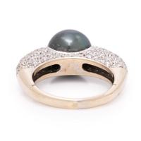 Cultured Gray Pearl, Diamond, and White Gold Ring