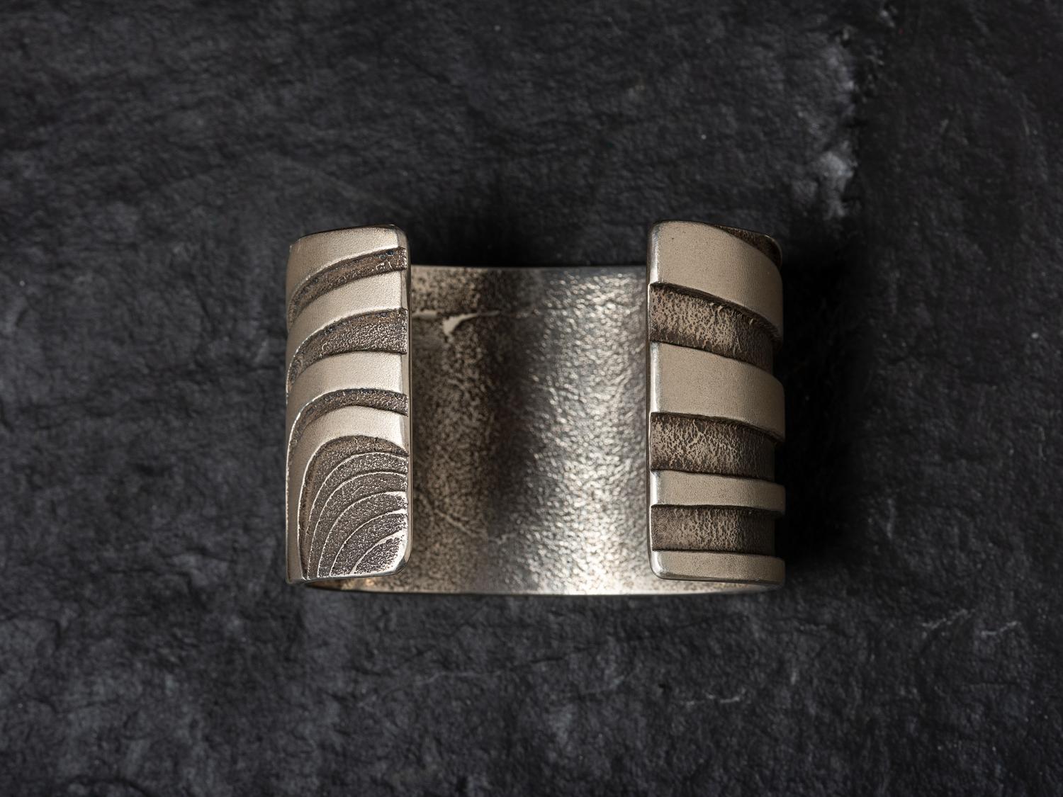 Wide Abstract Silver Cuff Bracelet, PLUS