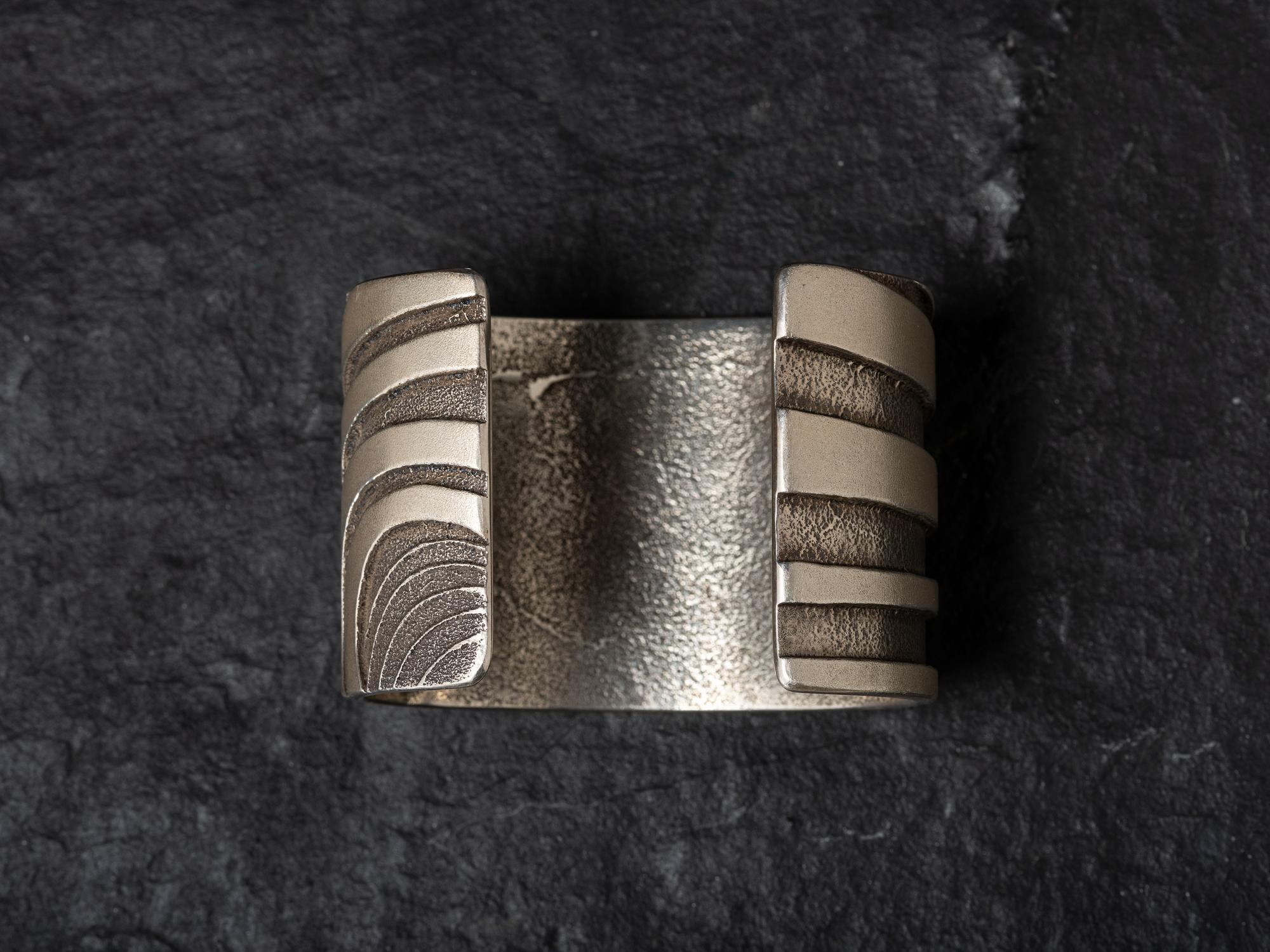Wide Abstract Silver Cuff Bracelet, PLUS