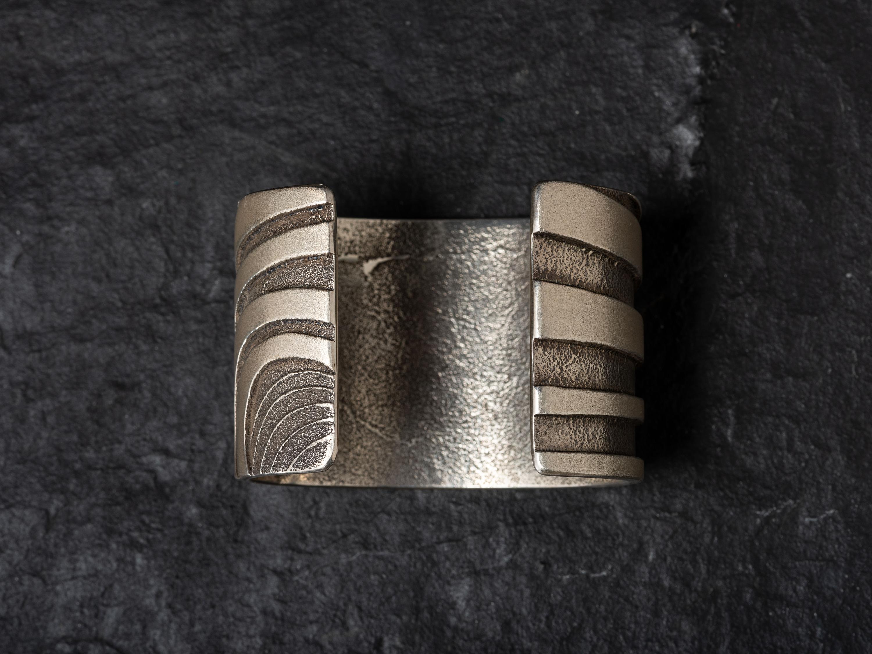 Wide Abstract Silver Cuff Bracelet, PLUS