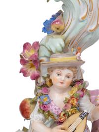 A Pair of Meissen Porcelain Candelabra