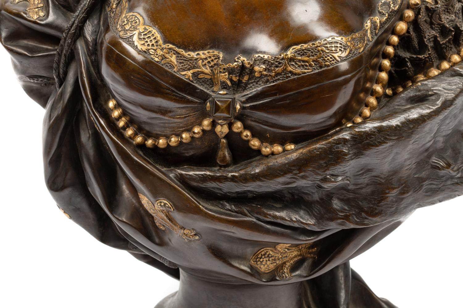 A French Gilt and Patinated Bronze Bust