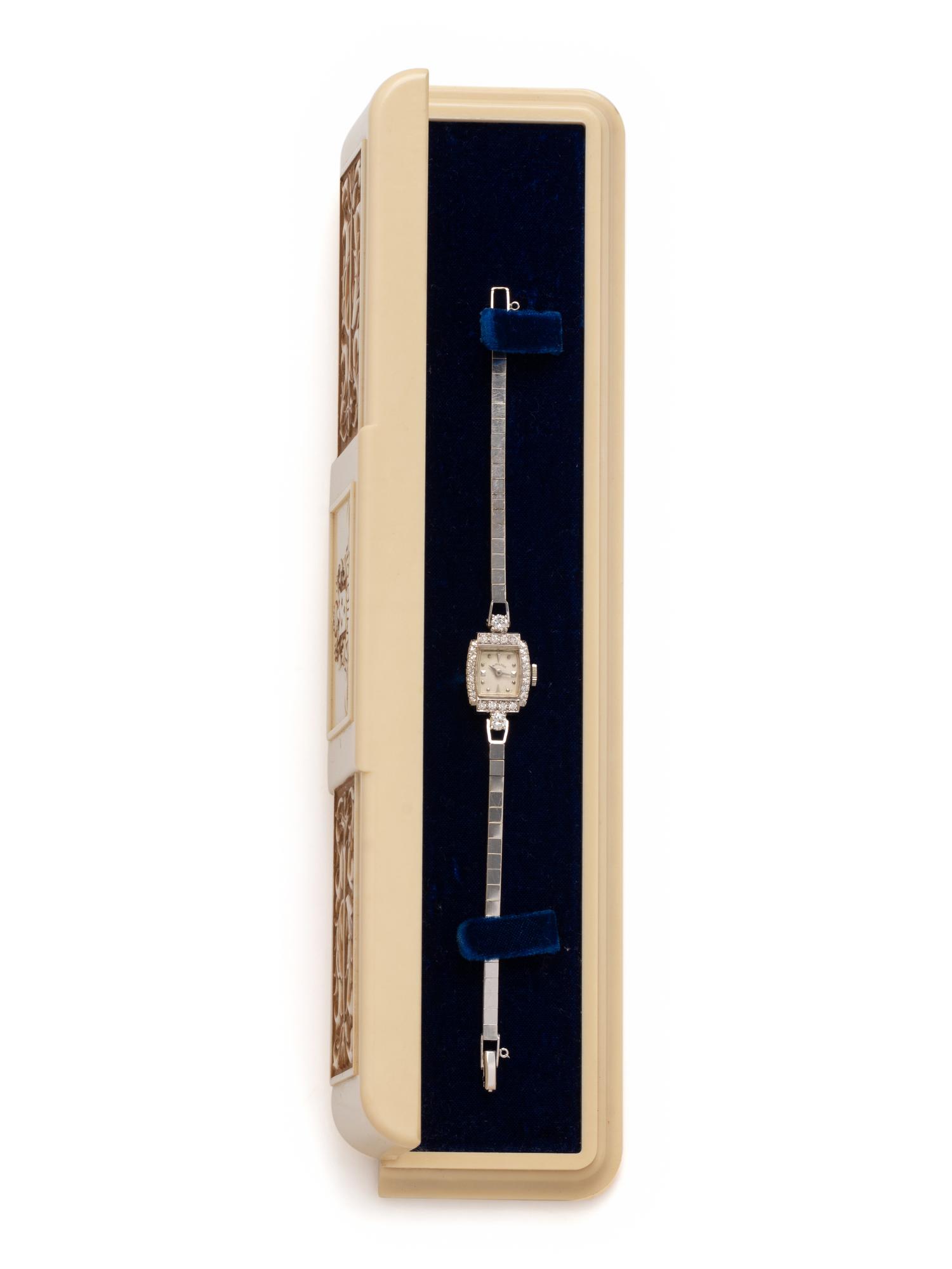 HAMILTON, PLATINUM AND DIAMOND WATCH