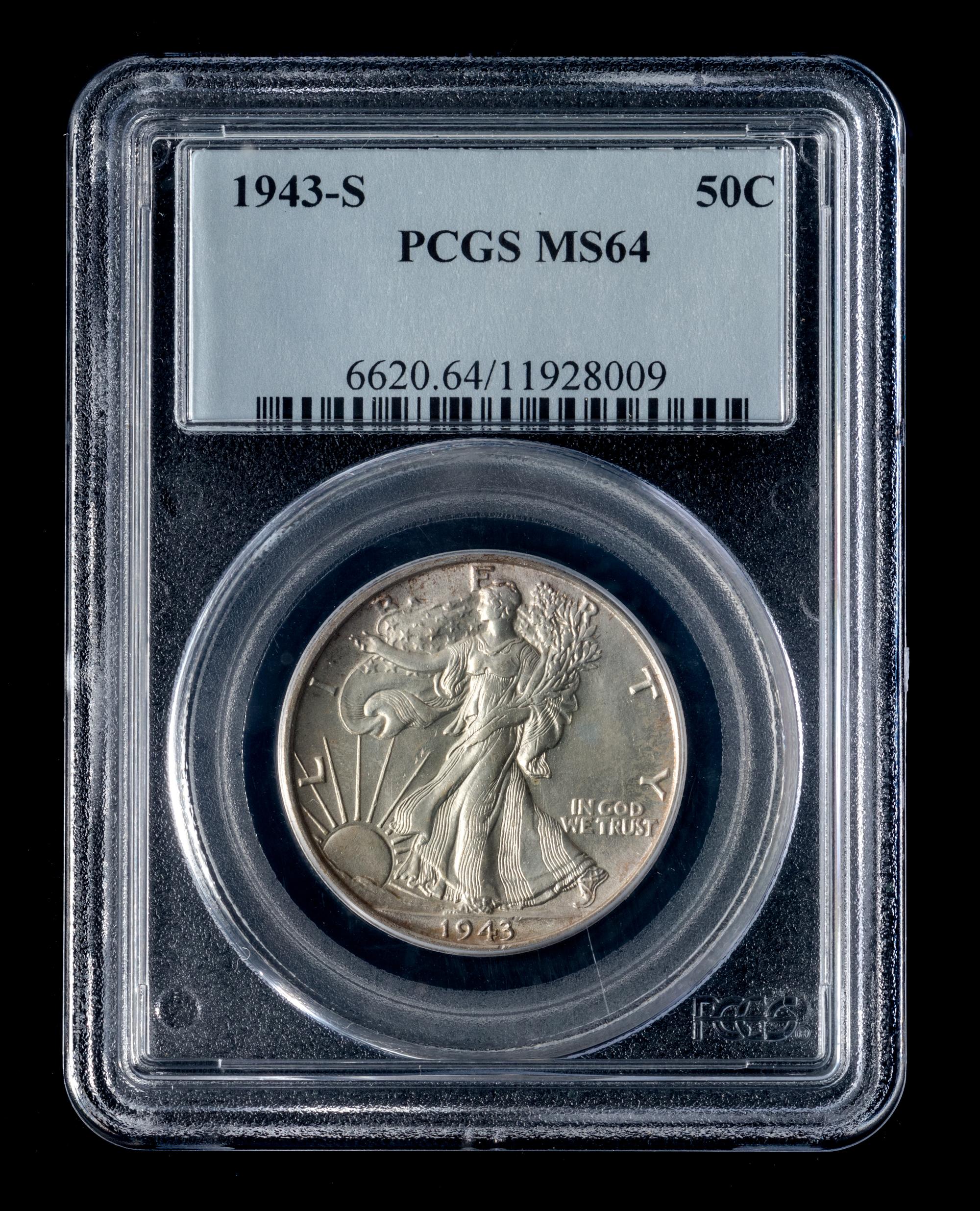 A United States 1943-S Walking Liberty 50c Coin