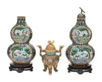 Three Chinese Cloisonné Enamel Vessels