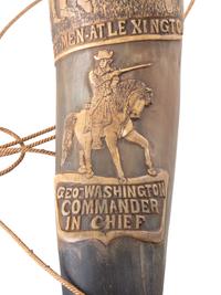 [REVOLUTIONARY WAR]. Mexican hunting horn commemorating the Battle of Lexington.
