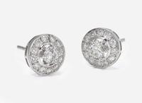 A Pair of 18K White Gold and Diamond Earrings