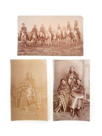 [NATIVE AMERICANS]. [LENNY & SAWYERS, photographers]. A group of 3 unmounted silver gelatin photographs of Kiowa and Comanche Police. Ca 1890s.