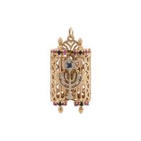 YELLOW GOLD, SAPPHIRE AND RUBY TORAH PENDANT