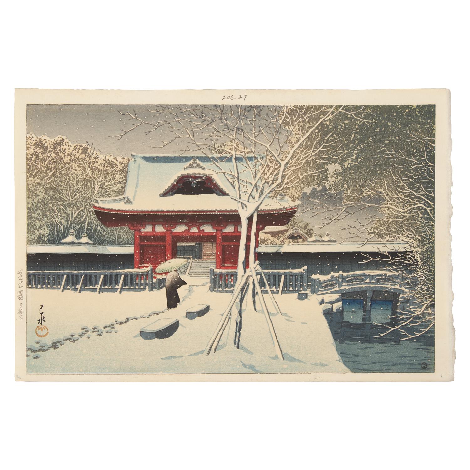 Kawase Hasui (Japanese, 1883-1957) 川濑巴水（日， 1883-1957） 版畫《 芝公園の雪 》