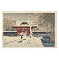 Kawase Hasui (Japanese, 1883-1957) 川濑巴水（日， 1883-1957） 版畫《 芝公園の雪 》