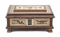 A Bone Inlaid Table Casket Height 6 x width 12 3/4 x depth 8 inches.