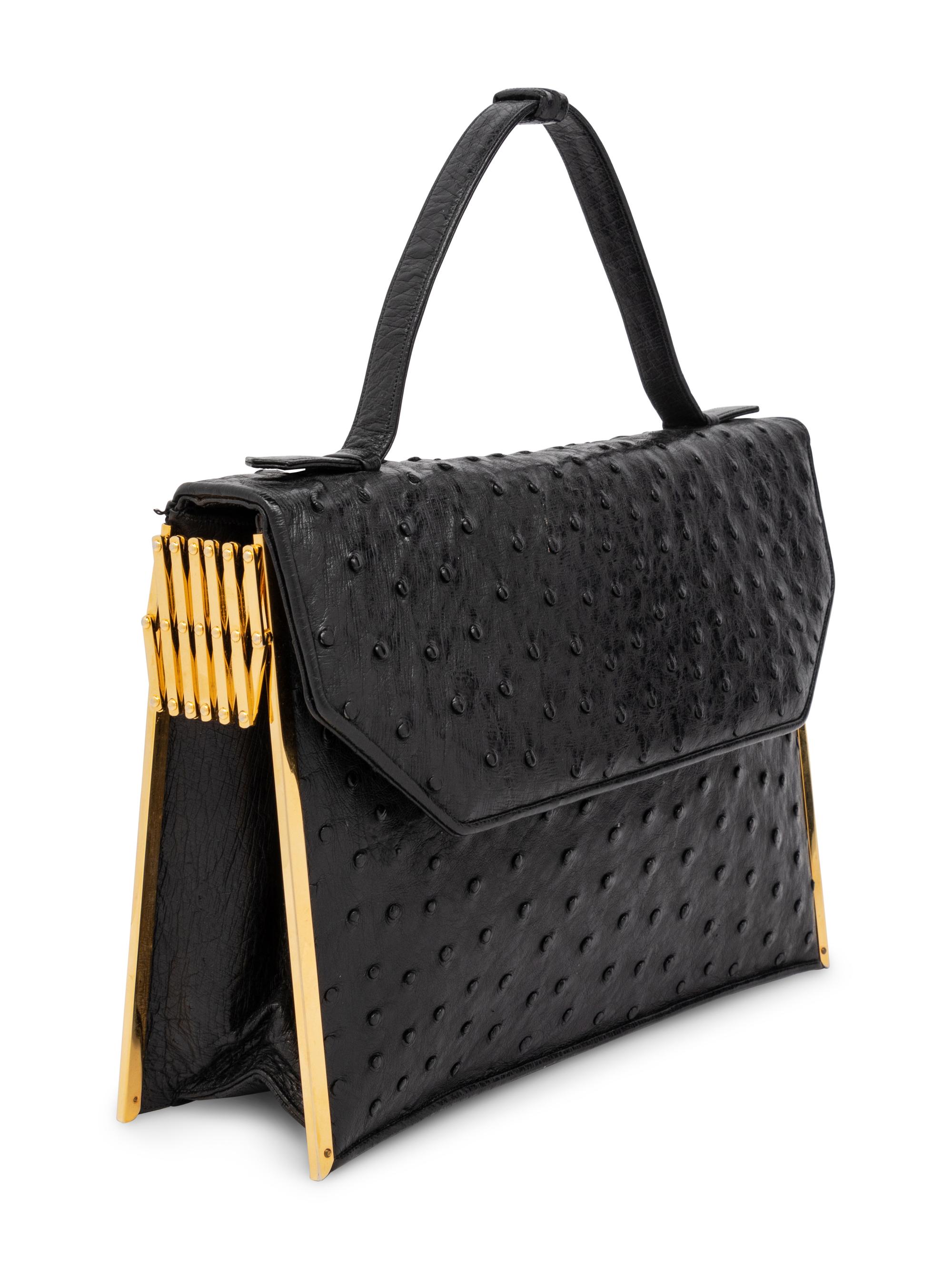 Judith Leiber Ostrich Accordion Handbag, 1980-90s