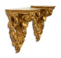 A Pair of Italian Carved Giltwood Wall Brackets