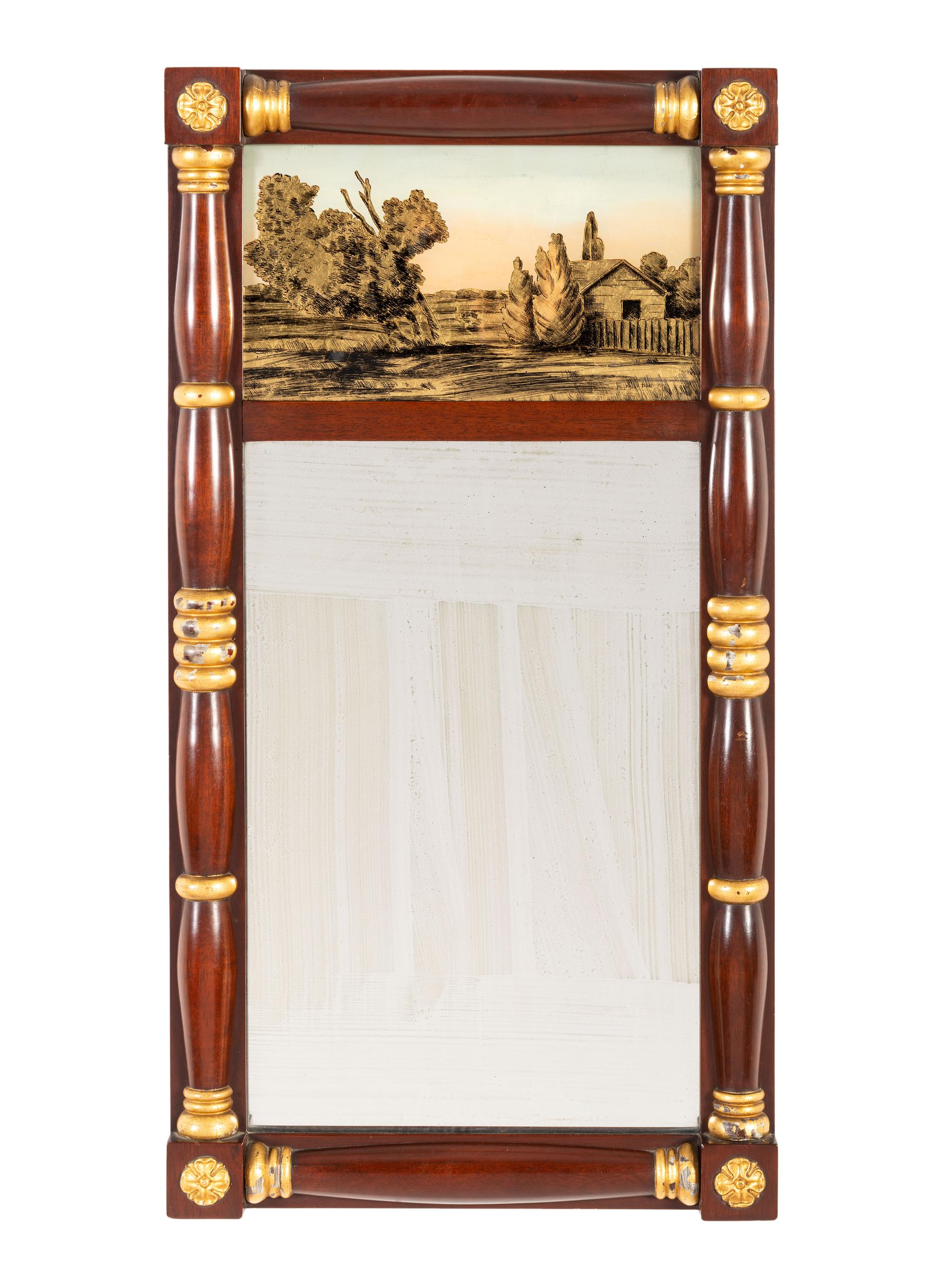 Two Reverse Paint Decorated Mirrors