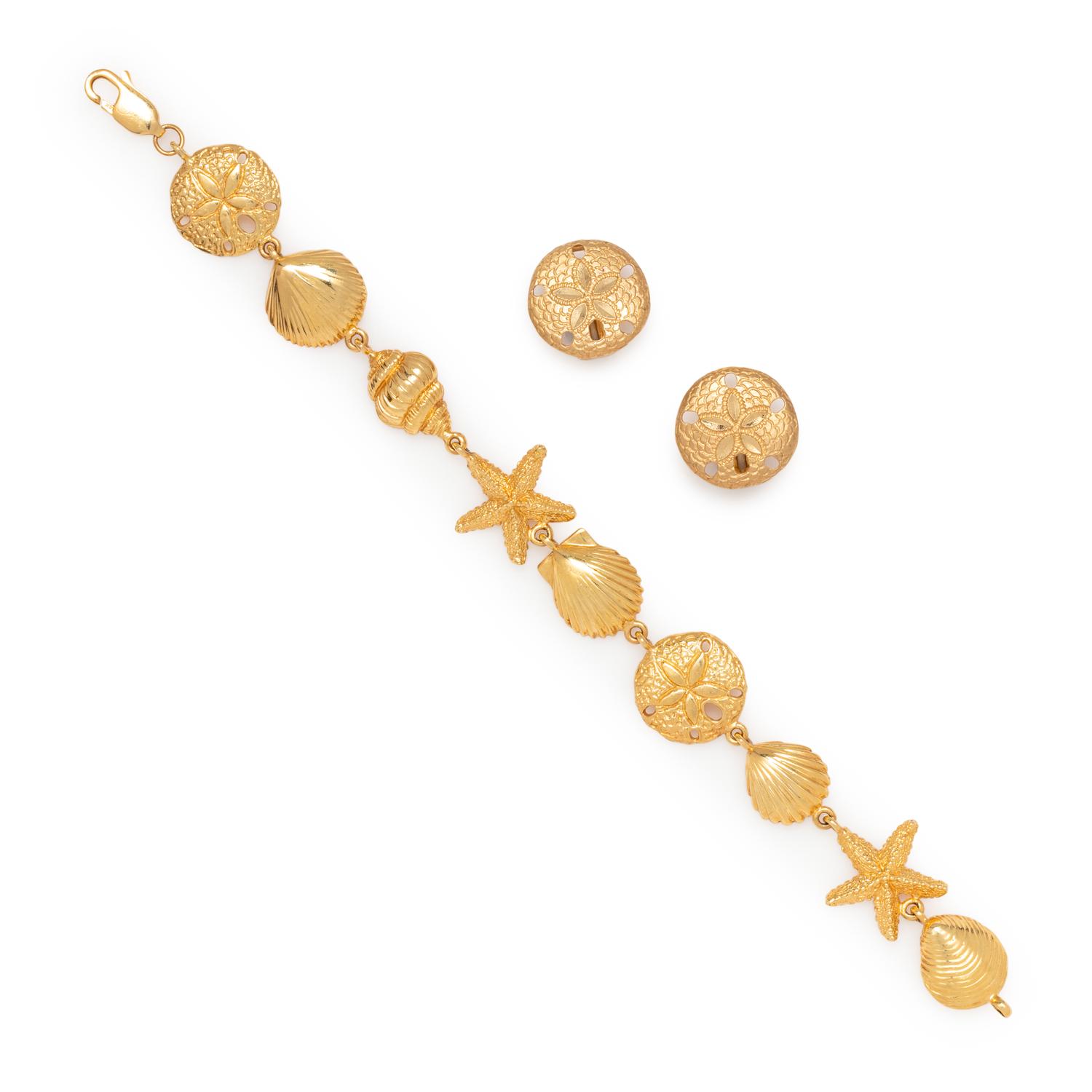 YELLOW GOLD SEASHELL SET
