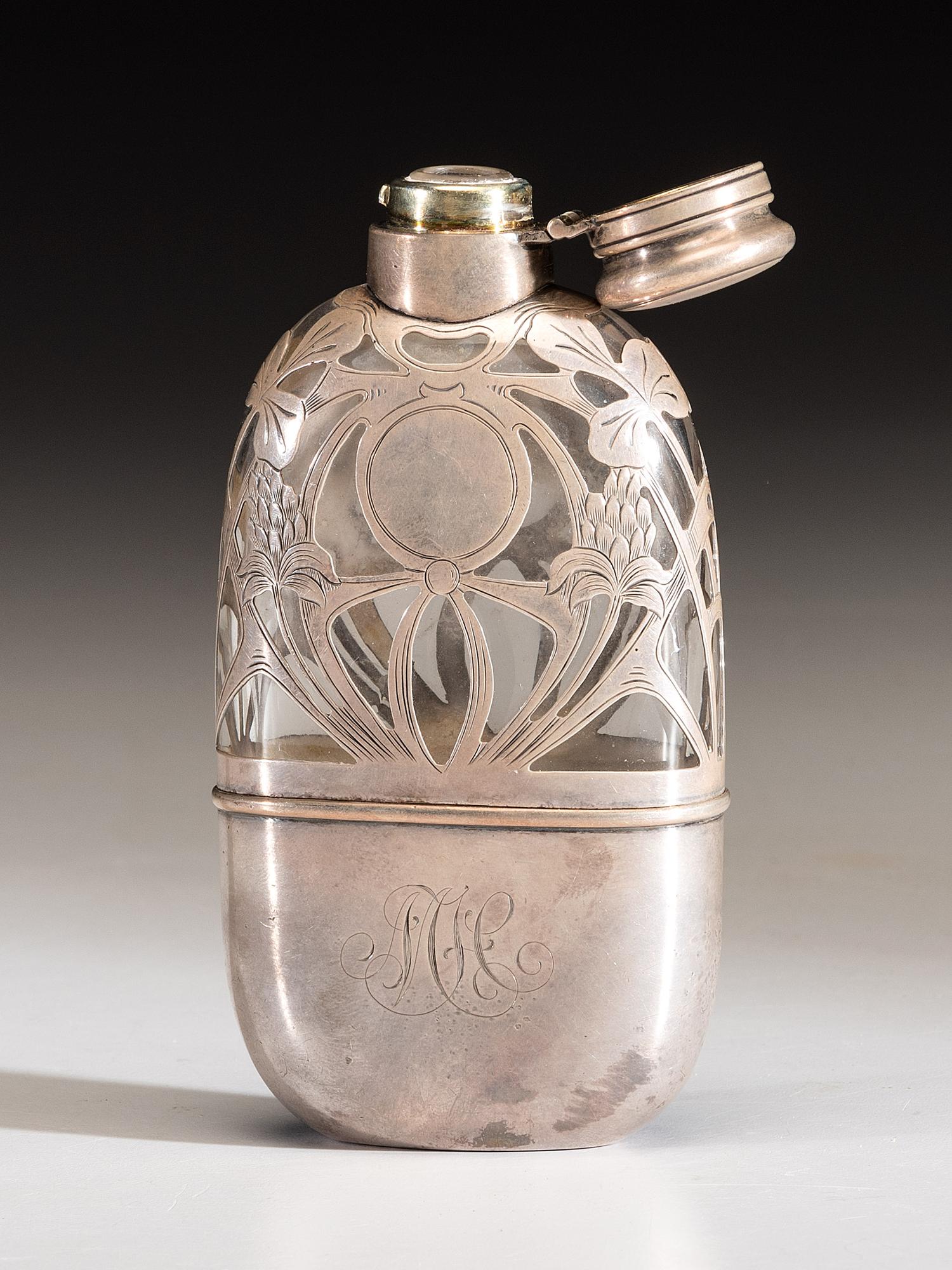 Sterling Silver Overlay Flask