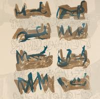Eight Reclining Figures on a Rock Background , 1963