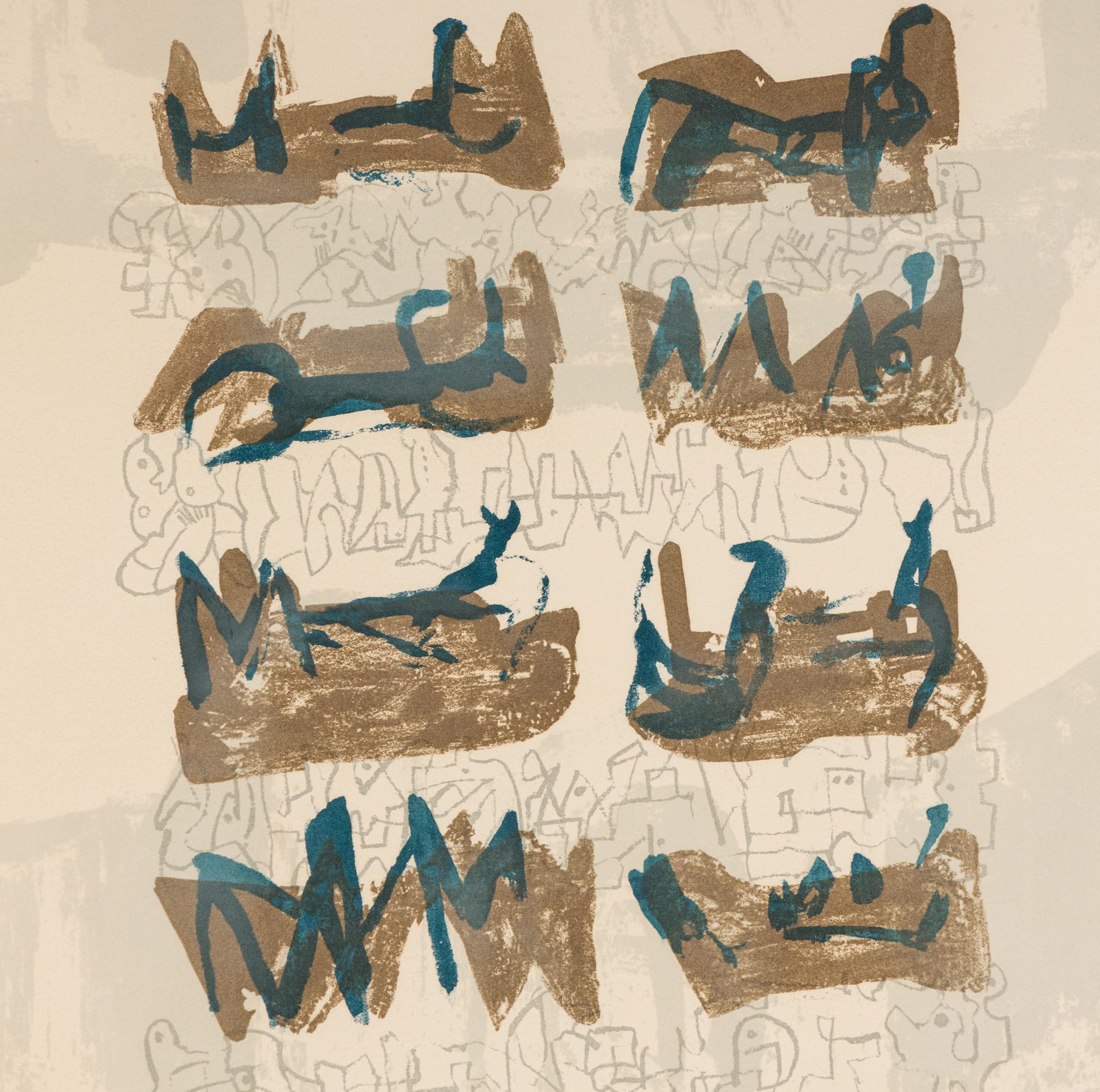 Eight Reclining Figures on a Rock Background , 1963