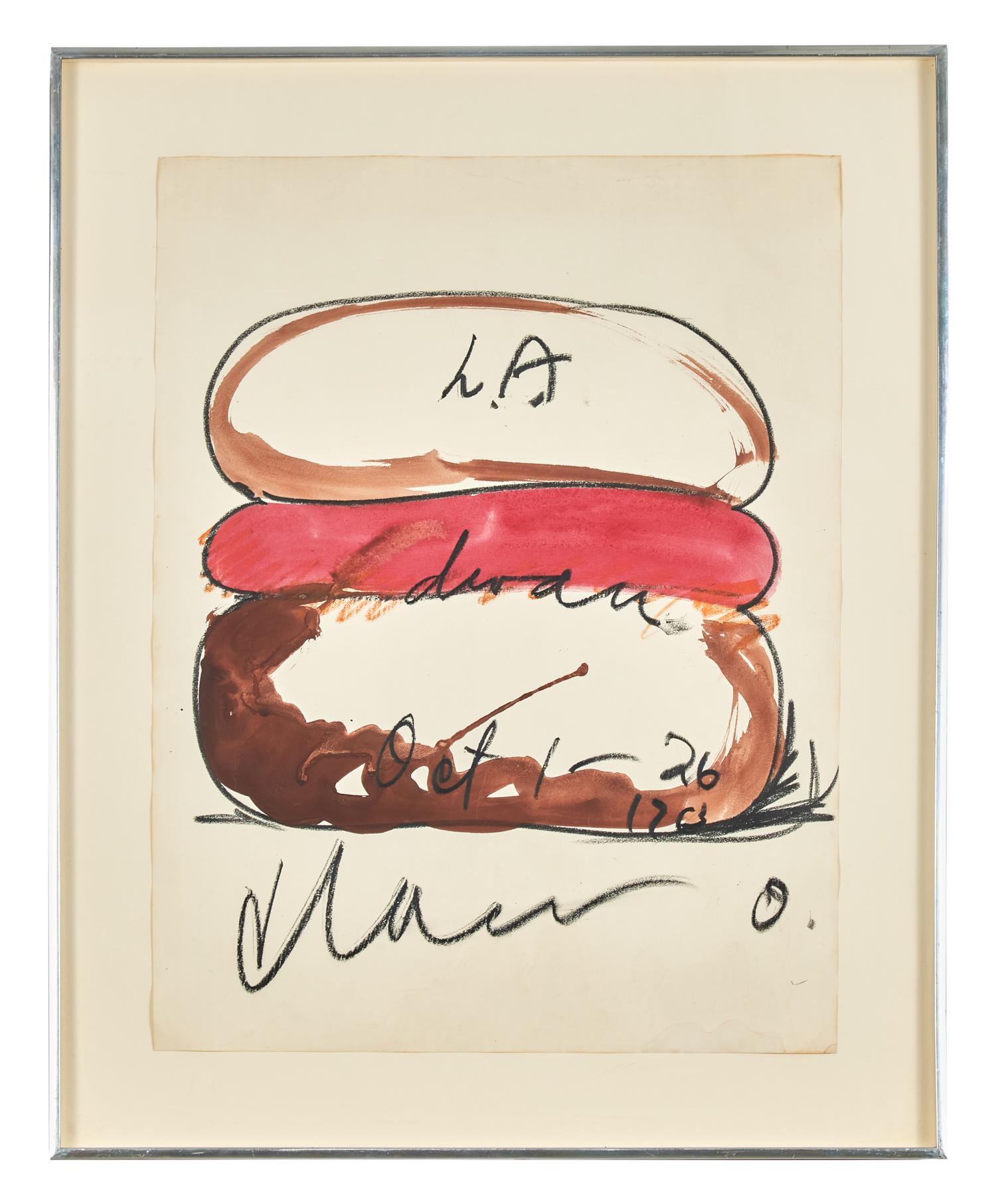 Study for Announcement for One-Man Show at Dwan Gallery - Frankfurter in Buns, 1963