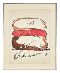 Study for Announcement for One-Man Show at Dwan Gallery - Frankfurter in Buns, 1963