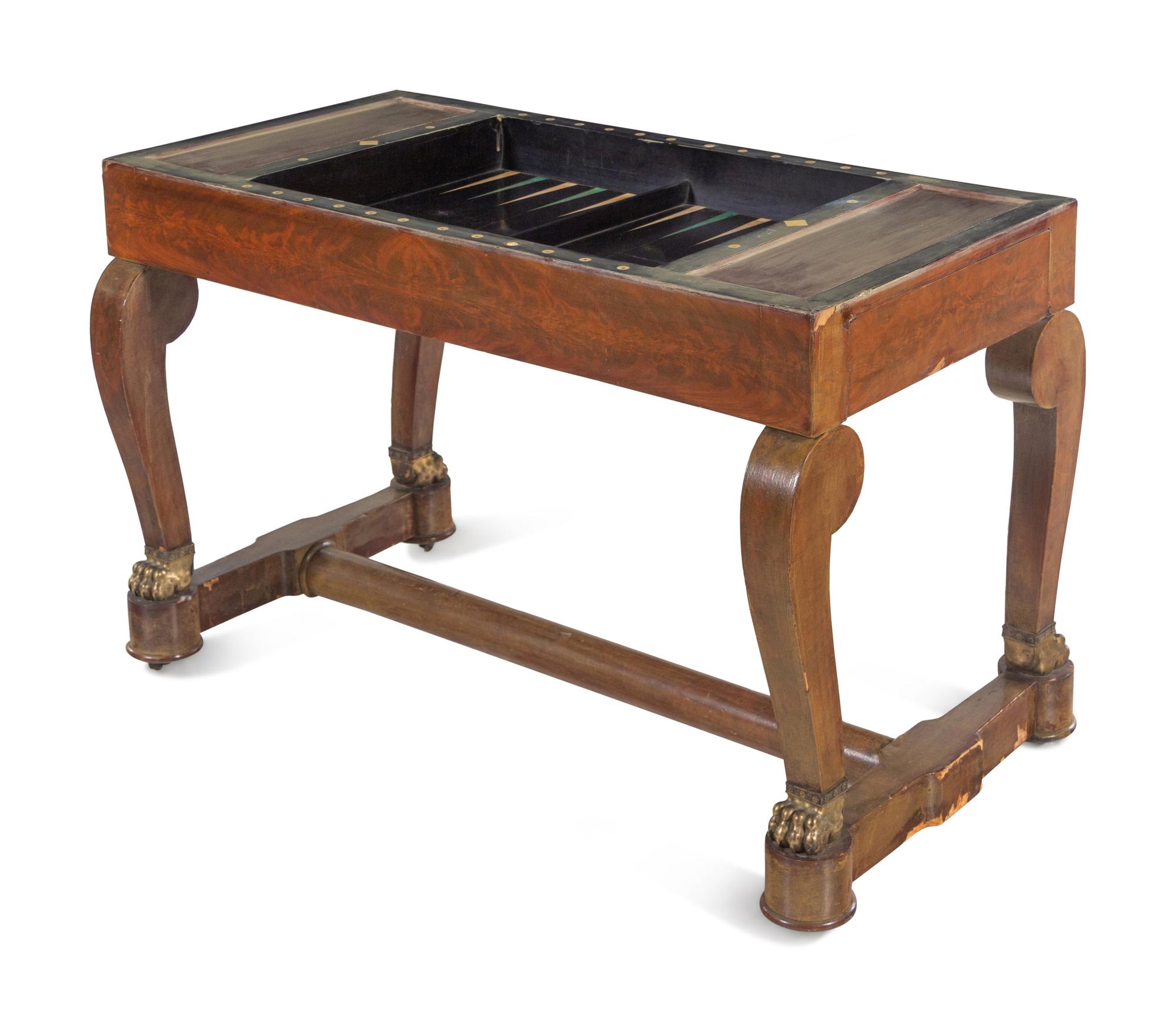 An Empire Style Gilt Metal Mounted Painted Game Table