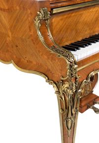 A Louis XV Style Gilt Bronze Mounted Kingwood, Bois Satiné, Mahogany and Marquetry Piano à Queue