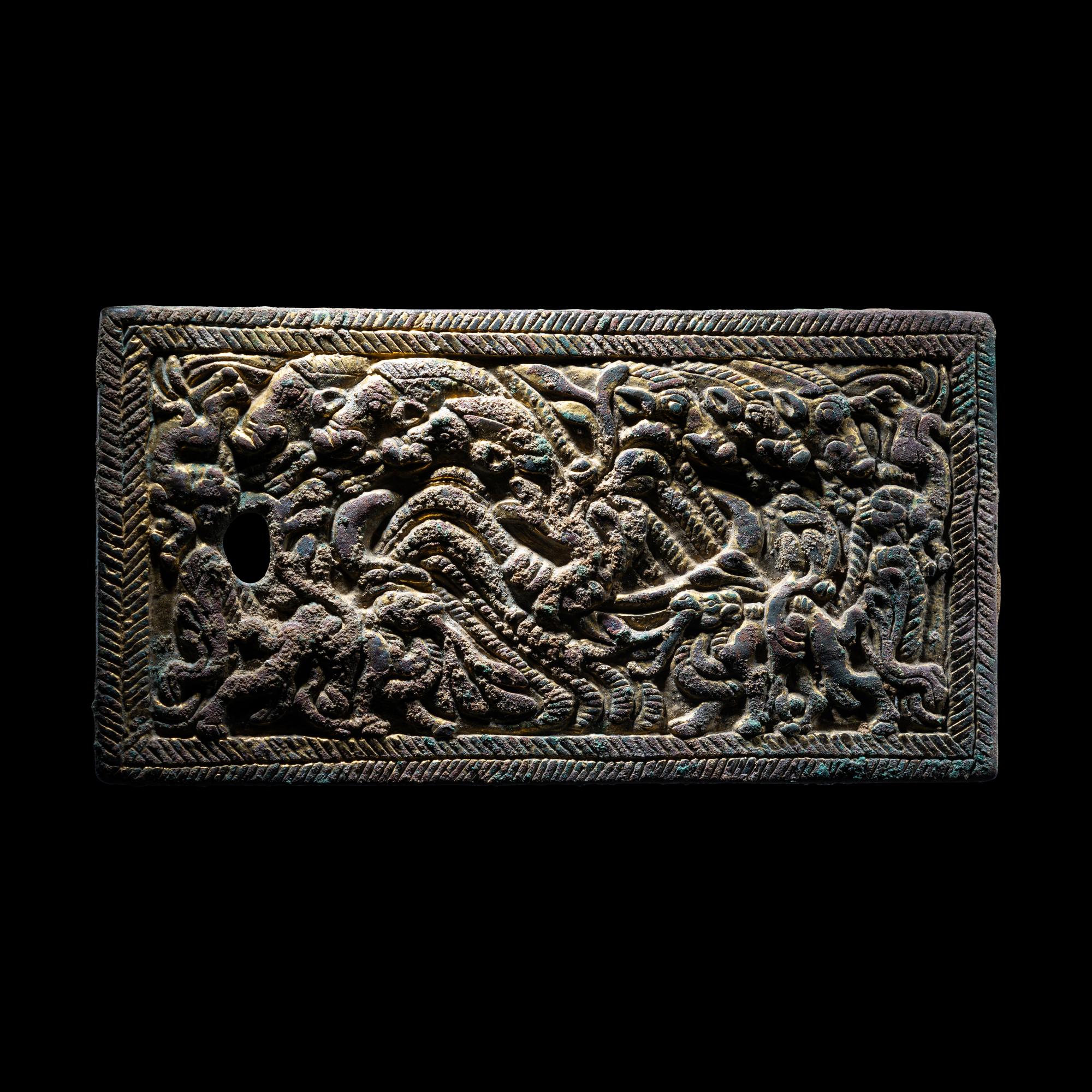 A Pair of Eurasian Gilt-Bronze Plaques