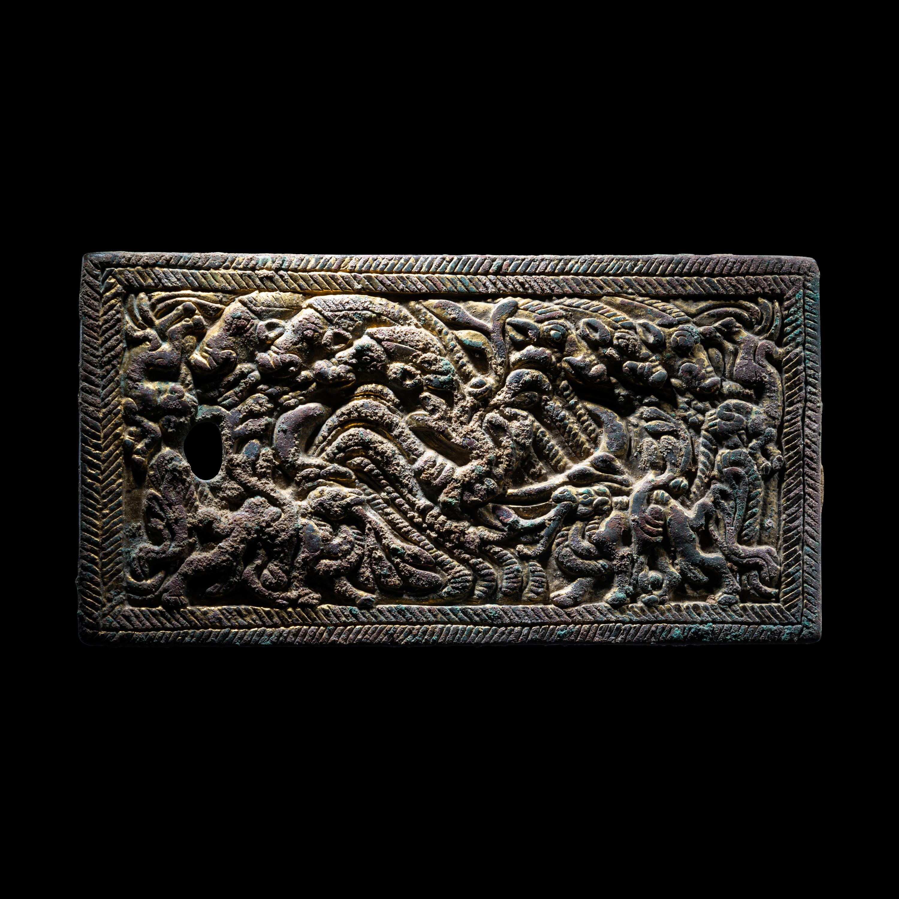 A Pair of Eurasian Gilt-Bronze Plaques