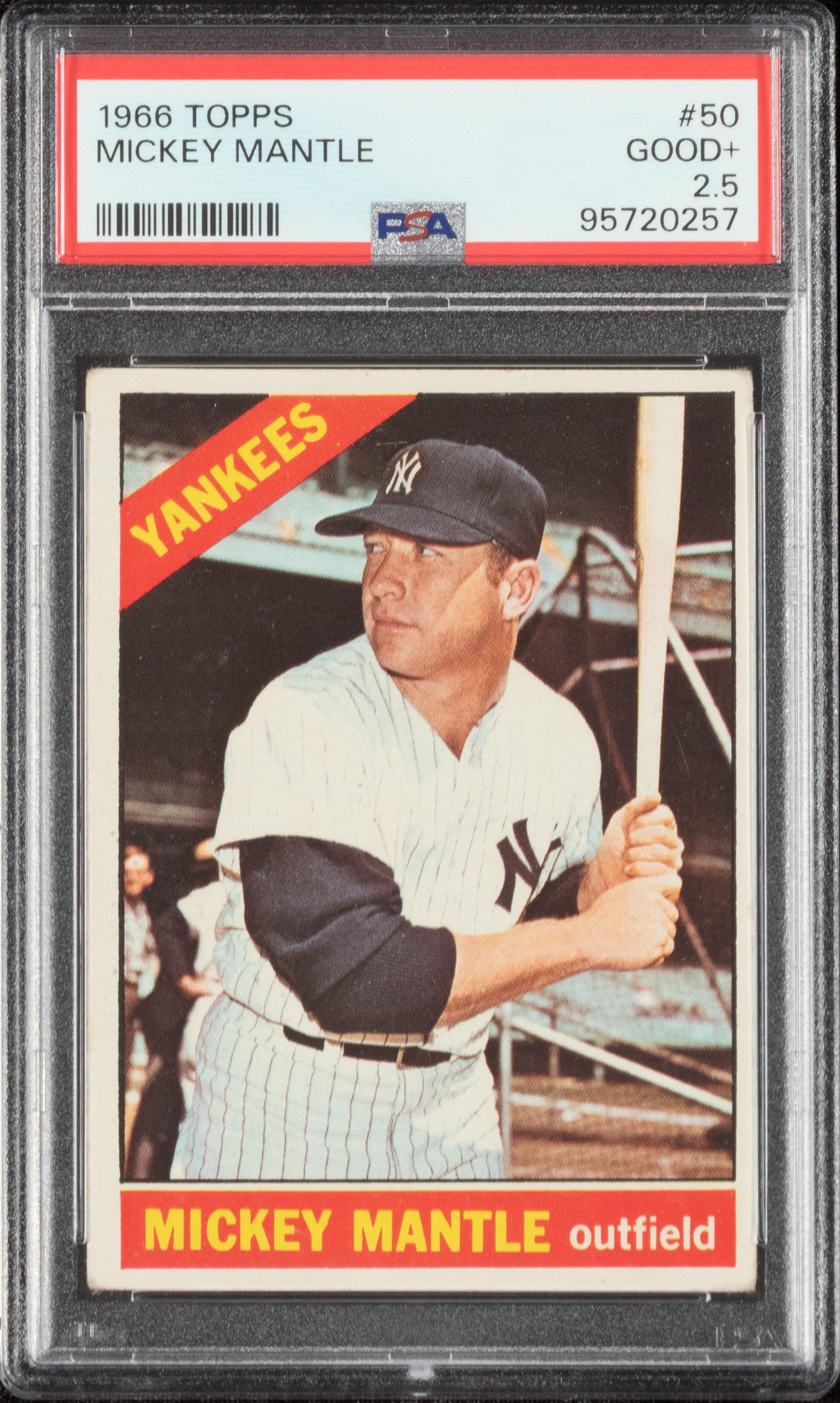 A 1966 Topps Mickey Mantle Baseball Card No. 50 (PSA 2.5 GOOD+)