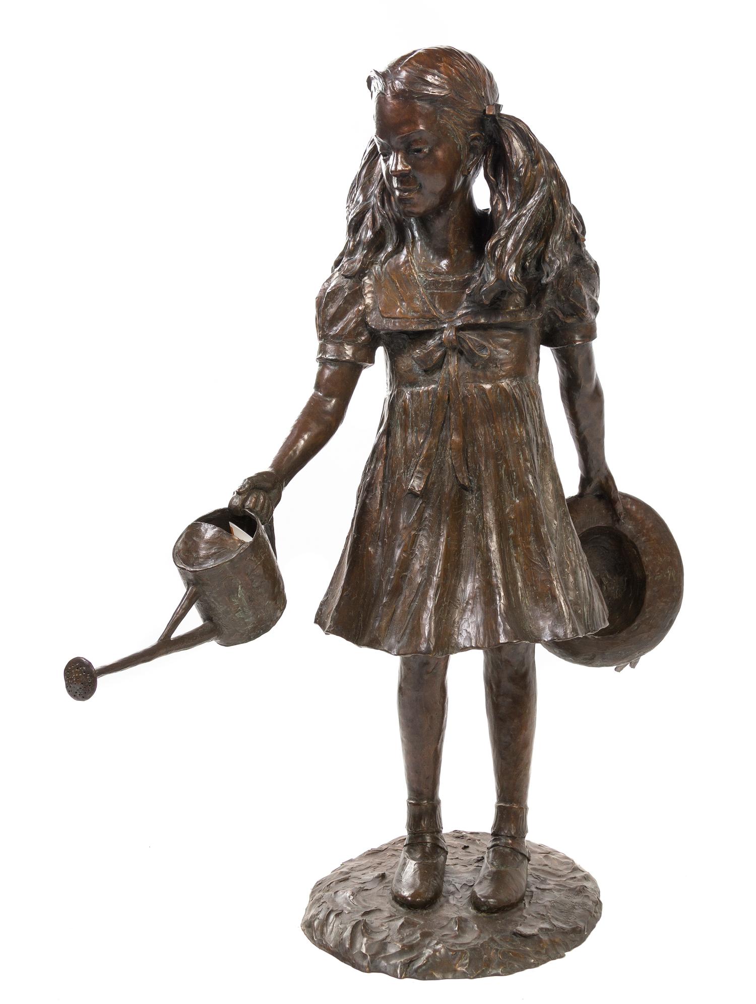 An American Bronze Figure, Gary Price (American, b. 1955), Height 50 inches.