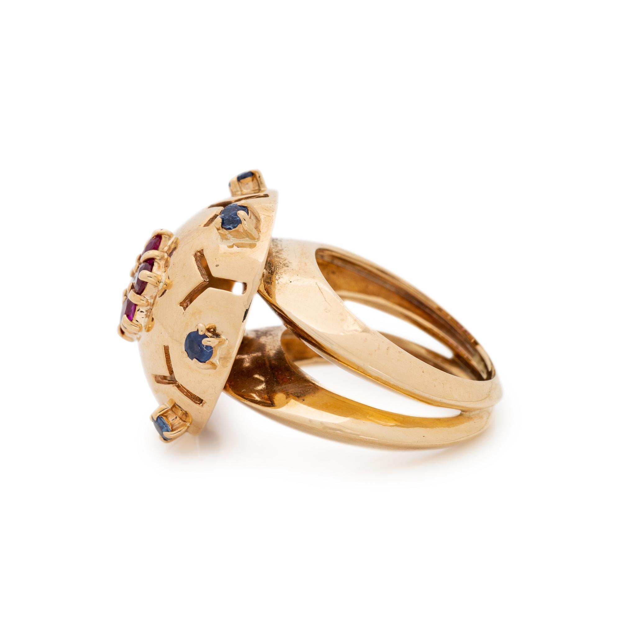 RETRO, YELLOW GOLD, DIAMOND, RUBY AND SAPPHIRE SET