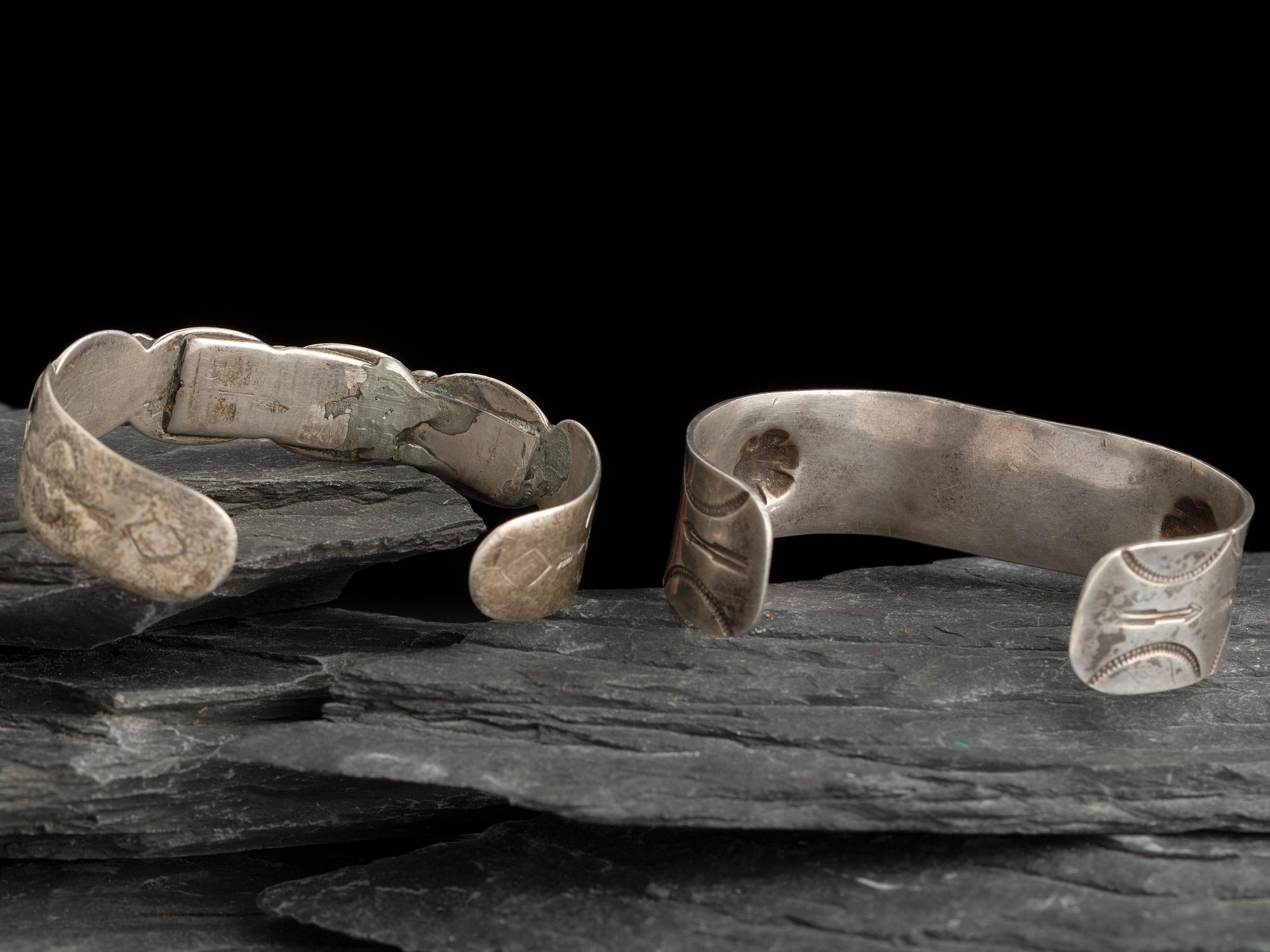 Navajo Silver and Turquoise Cuff Bracelets