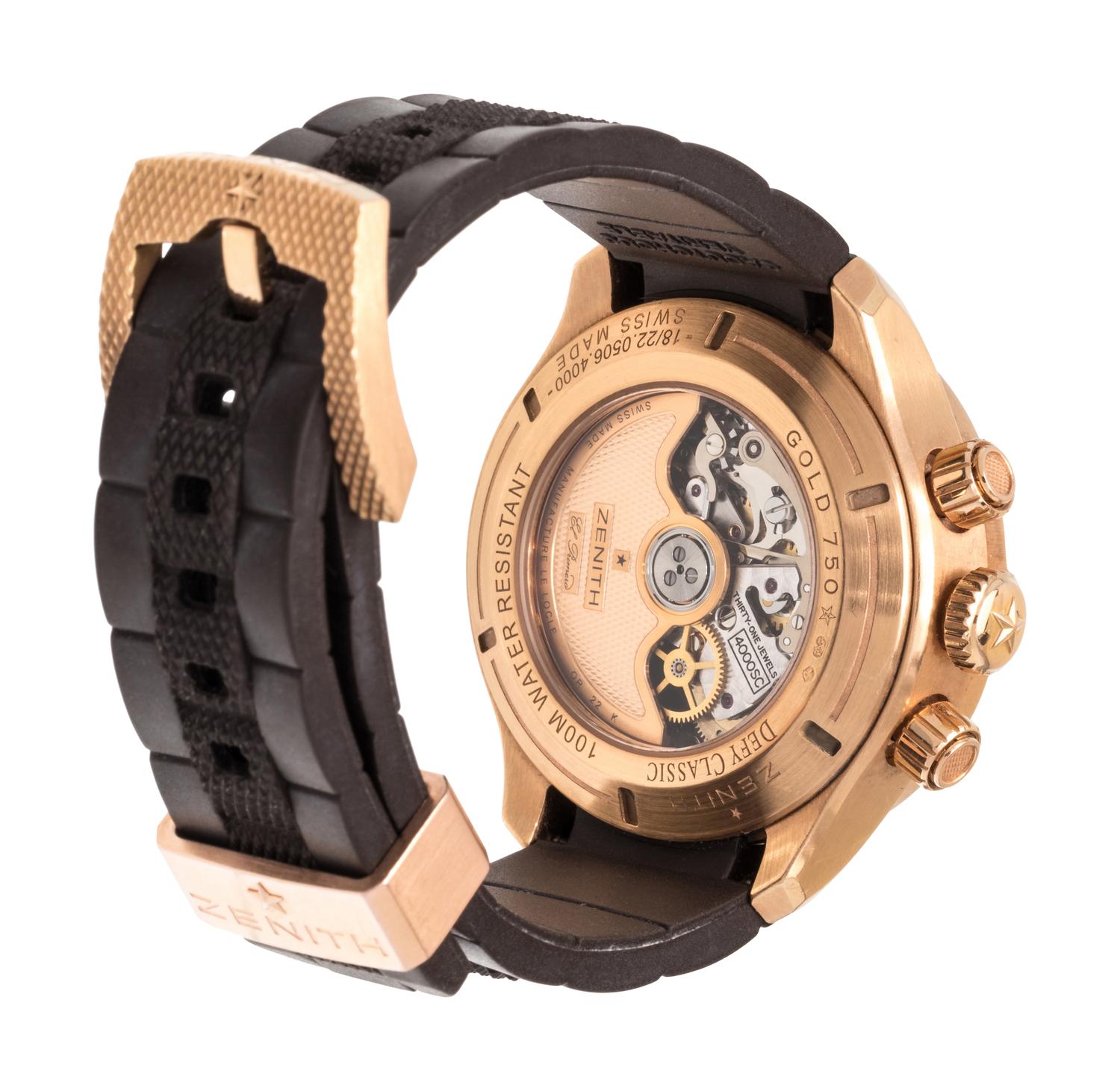 ZENITH, 18K PINK GOLD 'DEFY CLASSIC' CHRONOGRAPH WRISTWATCH