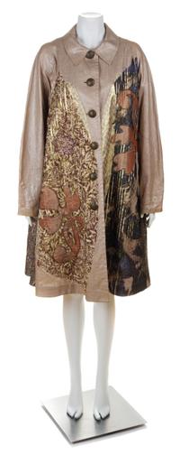 A Koos Beige and Metallic Quilted Print Lightweight Coat, No size.
