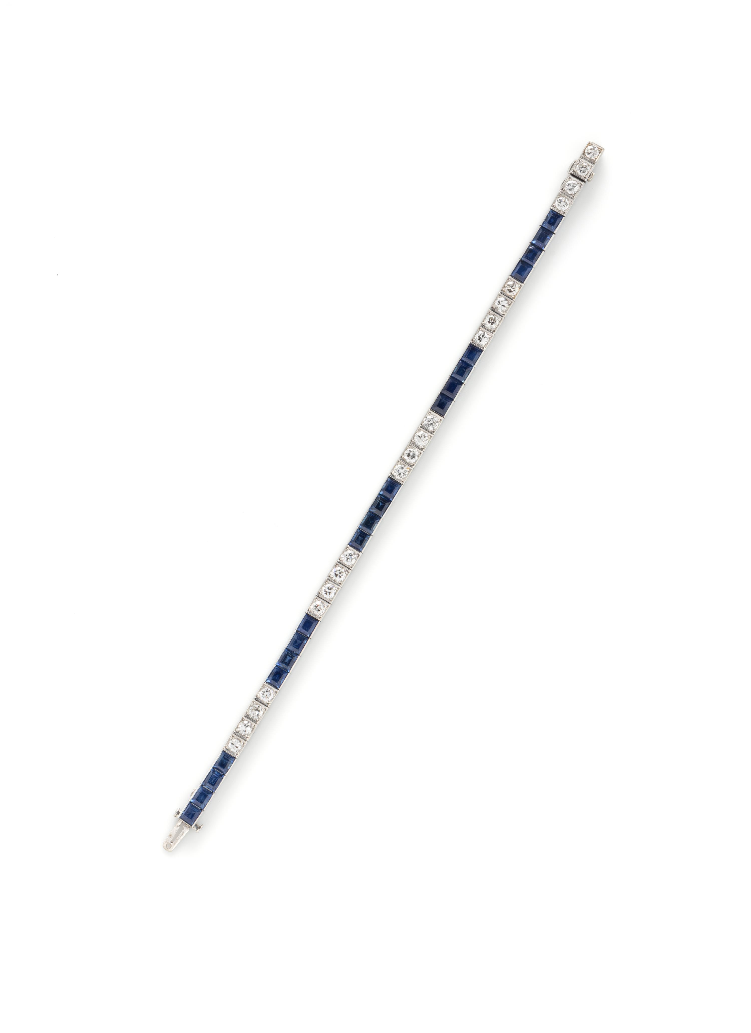ART DECO, DIAMOND AND SAPPHIRE BRACELET