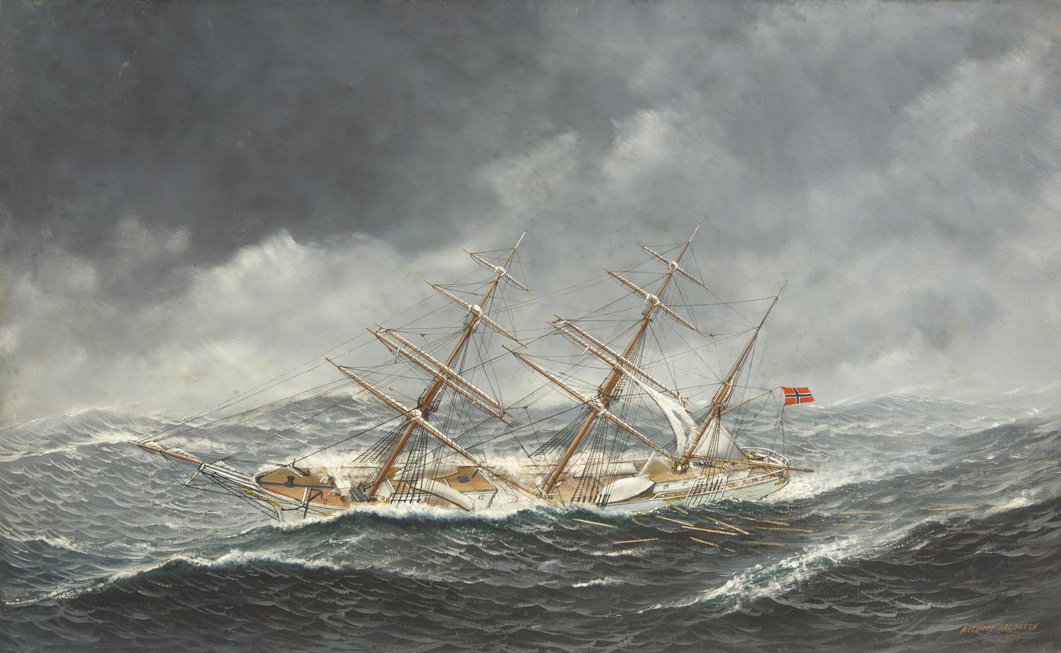 Portrait of the Norwegian Schooner "Gunniloe ," 1908