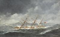 Portrait of the Norwegian Schooner "Gunniloe ," 1908