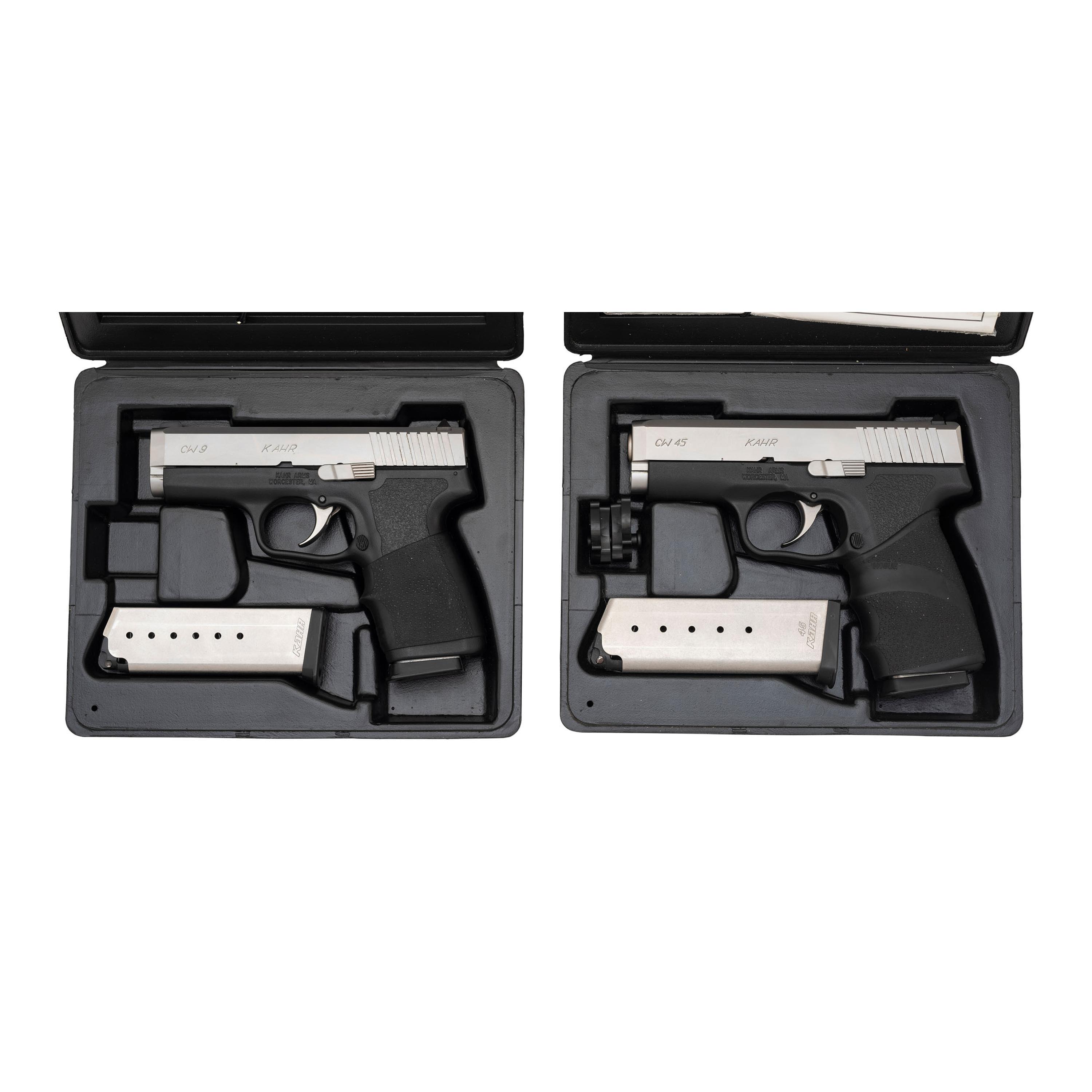 * Lot of Two Kahr Arms Pistols: CW45 in Box and CW9 in Box with Accessories
