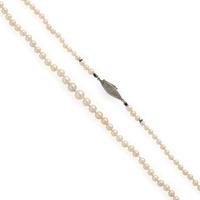 Cultured Pearl Necklace with Diamond and Platinum Clasp