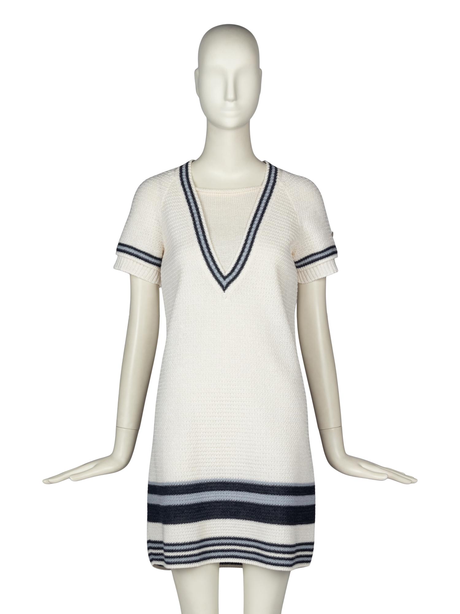 CHANEL STRIPED KNIT DRESS