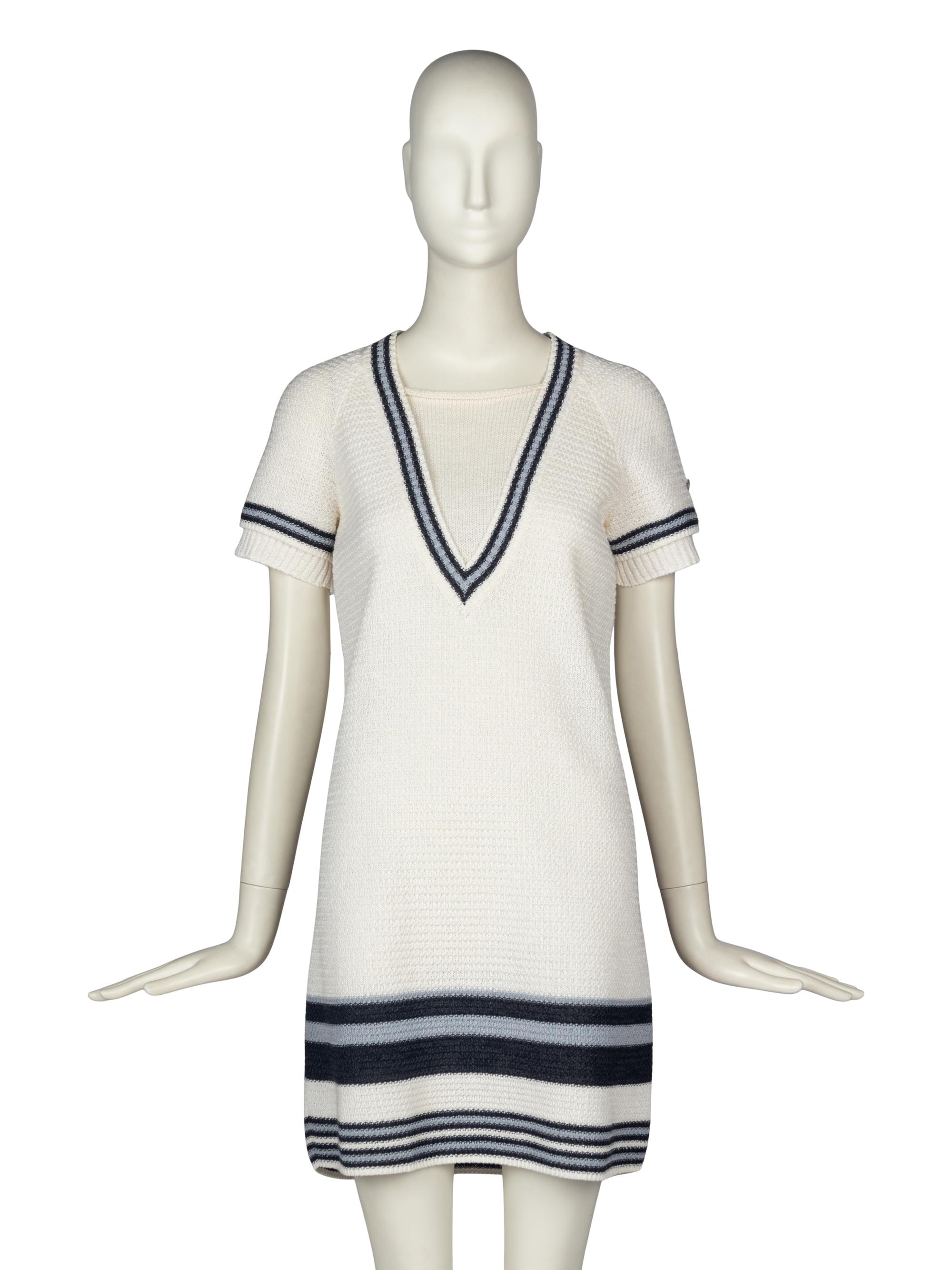 CHANEL STRIPED KNIT DRESS