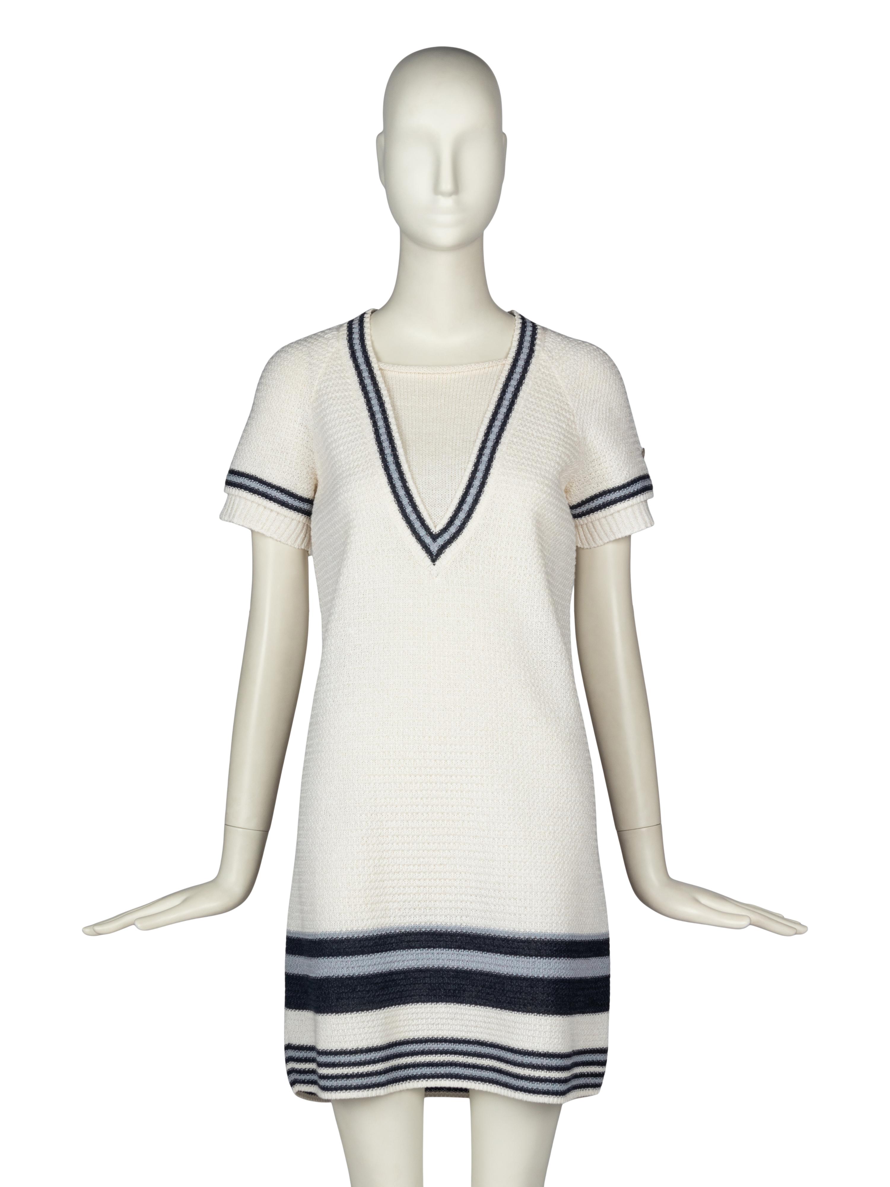CHANEL STRIPED KNIT DRESS
