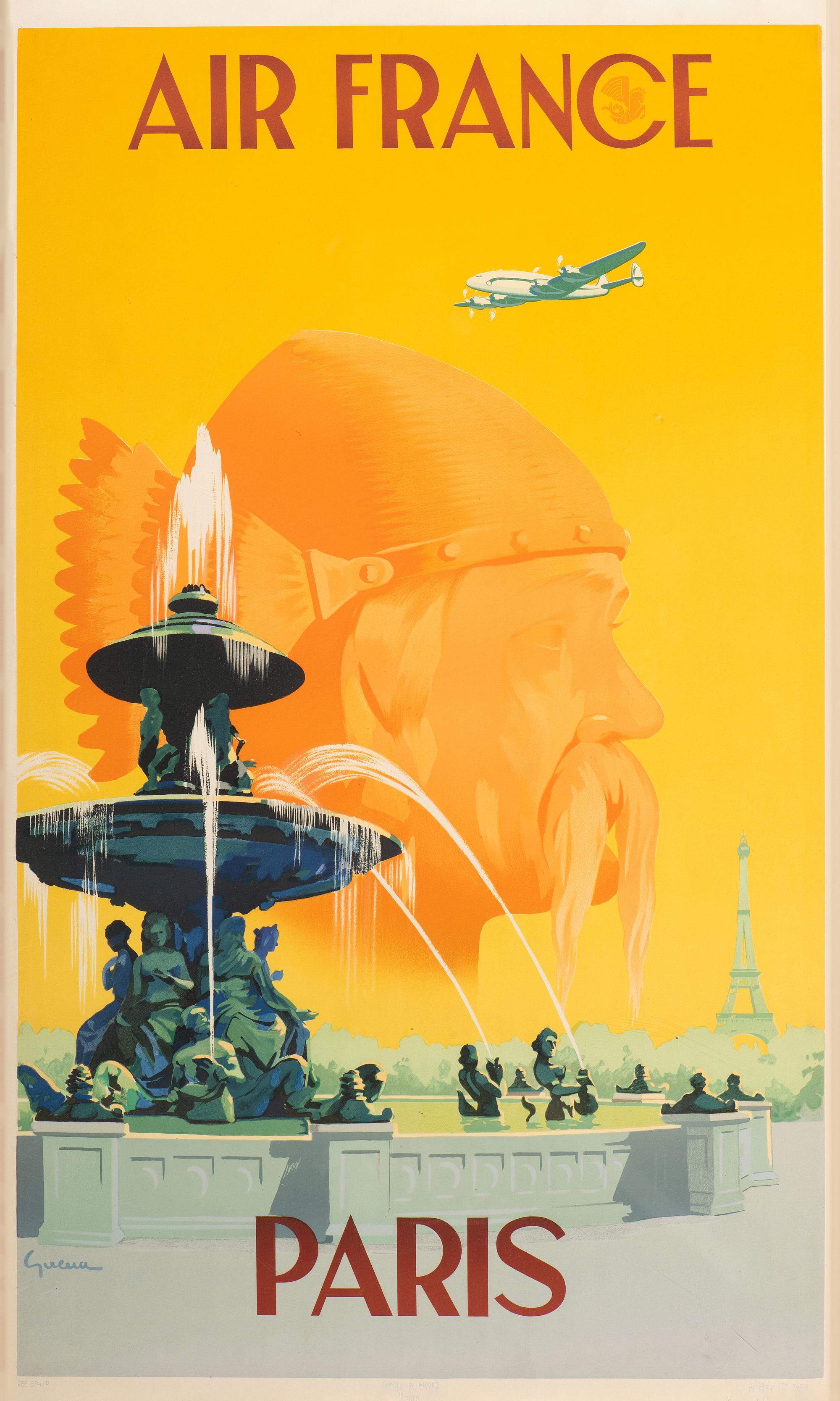 [TRAVEL]. GUERRA, Vincent, artist. Air France / Paris . Paris: Alepee & Cie, [1951].